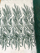 FEATHER BEADED LACE ON MESH FABRIC (By The Yard) - New Creations Fabric & Foam Inc