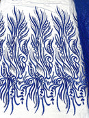 FEATHER BEADED LACE ON MESH FABRIC (By The Yard) - New Creations Fabric & Foam Inc