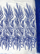 FEATHER BEADED LACE ON MESH FABRIC (By The Yard) - New Creations Fabric & Foam Inc