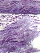 FEATHER BEADED LACE ON MESH FABRIC (By The Yard) - New Creations Fabric & Foam Inc