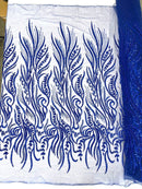 FEATHER BEADED LACE ON MESH FABRIC (By The Yard) - New Creations Fabric & Foam Inc