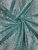 Foil leopard print on a stretch spandex fabric | New Creation Fabric & Foam - New Creations Fabric & Foam Inc
