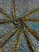 Foil leopard print on a stretch spandex fabric | New Creation Fabric & Foam - New Creations Fabric & Foam Inc