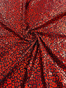 Foil leopard print on a stretch spandex fabric | New Creation Fabric & Foam - New Creations Fabric & Foam Inc