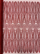 GLITTER FEATHER DAMASK DESIGN MESH LACE FABRIC (By The Yard) - New Creations Fabric & Foam Inc