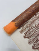 GLITTER FEATHER DAMASK DESIGN MESH LACE FABRIC (By The Yard) - New Creations Fabric & Foam Inc