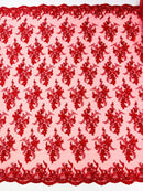 GORGEUS BEADED LACE ON MESH FABRIC (By The Yard) - New Creations Fabric & Foam Inc