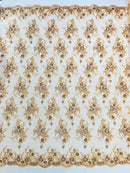 GORGEUS BEADED LACE ON MESH FABRIC (By The Yard) - New Creations Fabric & Foam Inc