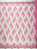 GORGEUS BEADED LACE ON MESH FABRIC (By The Yard) - New Creations Fabric & Foam Inc