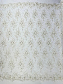 GORGEUS BEADED LACE ON MESH FABRIC (By The Yard) - New Creations Fabric & Foam Inc