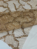 Heavy Beaded Leaf Design on a mesh | New Creation Fabric & Foam - New Creations Fabric & Foam Inc