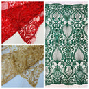HEAVY DAMASK BEADED LACE (By The Yard) - New Creations Fabric & Foam Inc