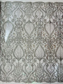 HEAVY DAMASK BEADED LACE (By The Yard) - New Creations Fabric & Foam Inc
