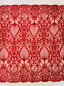 HEAVY DAMASK BEADED LACE (By The Yard) - New Creations Fabric & Foam Inc