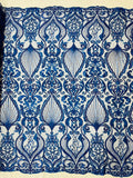 HEAVY DAMASK BEADED LACE (By The Yard) - New Creations Fabric & Foam Inc