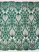 HEAVY DAMASK BEADED LACE (By The Yard) - New Creations Fabric & Foam Inc