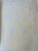 HEAVY DAMASK BEADED LACE (By The Yard) - New Creations Fabric & Foam Inc