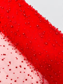 Heavy Scattered Pearls Studded Mesh Fabric| New Creations Fabric & Foam Inc. - New Creations Fabric & Foam Inc