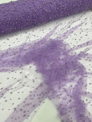 Heavy Scattered Pearls Studded Mesh Fabric| New Creations Fabric & Foam Inc. - New Creations Fabric & Foam Inc