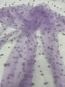 Heavy Scattered Pearls Studded Mesh Fabric| New Creations Fabric & Foam Inc. - New Creations Fabric & Foam Inc