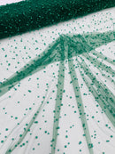 Heavy Scattered Pearls Studded Mesh Fabric| New Creations Fabric & Foam Inc. - New Creations Fabric & Foam Inc