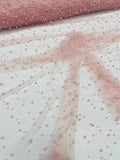 Heavy Scattered Pearls Studded Mesh Fabric| New Creations Fabric & Foam Inc. - New Creations Fabric & Foam Inc