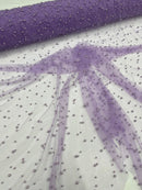 Heavy Scattered Pearls Studded Mesh Fabric| New Creations Fabric & Foam Inc. - New Creations Fabric & Foam Inc