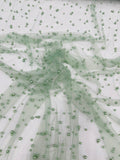 Heavy Scattered Pearls Studded Mesh Fabric| New Creations Fabric & Foam Inc. - New Creations Fabric & Foam Inc