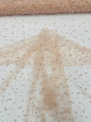Heavy Scattered Pearls Studded Mesh Fabric| New Creations Fabric & Foam Inc. - New Creations Fabric & Foam Inc
