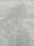 Heavy Scattered Pearls Studded Mesh Fabric| New Creations Fabric & Foam Inc. - New Creations Fabric & Foam Inc