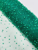 Heavy Scattered Pearls Studded Mesh Fabric| New Creations Fabric & Foam Inc. - New Creations Fabric & Foam Inc