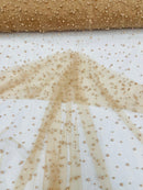 Heavy Scattered Pearls Studded Mesh Fabric| New Creations Fabric & Foam Inc. - New Creations Fabric & Foam Inc
