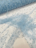 Heavy Scattered Pearls Studded Mesh Fabric| New Creations Fabric & Foam Inc. - New Creations Fabric & Foam Inc