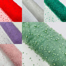 Heavy Scattered Pearls Studded Mesh Fabric| New Creations Fabric & Foam Inc. - New Creations Fabric & Foam Inc