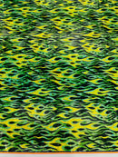 Holographic Flames Foil Printed Spandex Fabric (By The Yard) - New Creations Fabric & Foam Inc