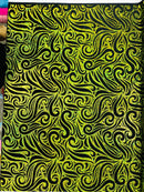 Holographic Foil Tribal Flame Design On A Stretch Velvet 58" Wide| New Creations Fabric & Foam Inc. - New Creations Fabric & Foam Inc