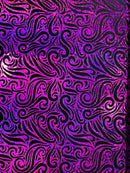 Holographic Foil Tribal Flame Design On A Stretch Velvet 58" Wide| New Creations Fabric & Foam Inc. - New Creations Fabric & Foam Inc
