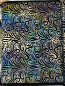 Holographic Foil Tribal Flame Design On A Stretch Velvet 58" Wide| New Creations Fabric & Foam Inc. - New Creations Fabric & Foam Inc