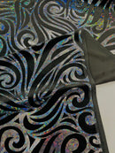 Holographic Foil Tribal Flame Design On A Stretch Velvet 58" Wide| New Creations Fabric & Foam Inc. - New Creations Fabric & Foam Inc