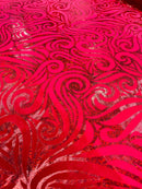 Holographic Foil Tribal Flame Design On A Stretch Velvet 58" Wide| New Creations Fabric & Foam Inc. - New Creations Fabric & Foam Inc