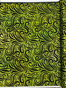 Holographic Foil Tribal Flame Design On A Stretch Velvet 58" Wide| New Creations Fabric & Foam Inc. - New Creations Fabric & Foam Inc