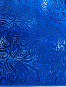 Holographic Foil Tribal Flame Design On A Stretch Velvet 58" Wide| New Creations Fabric & Foam Inc. - New Creations Fabric & Foam Inc