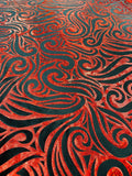 Holographic Foil Tribal Flame Design On A Stretch Velvet 58" Wide| New Creations Fabric & Foam Inc. - New Creations Fabric & Foam Inc