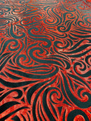 Holographic Foil Tribal Flame Design On A Stretch Velvet 58" Wide| New Creations Fabric & Foam Inc. - New Creations Fabric & Foam Inc