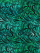 Holographic Foil Tribal Flame Design On A Stretch Velvet 58" Wide| New Creations Fabric & Foam Inc. - New Creations Fabric & Foam Inc