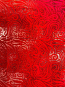 Holographic Foil Tribal Flame Design On A Stretch Velvet 58" Wide| New Creations Fabric & Foam Inc. - New Creations Fabric & Foam Inc