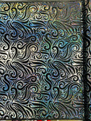 Holographic Foil Tribal Flame Design On A Stretch Velvet 58" Wide| New Creations Fabric & Foam Inc. - New Creations Fabric & Foam Inc
