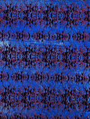 Hot Rod Tricot Holographic 4 Way Spandex with Black Red Flocking Flames Glitter Fabric - New Creations Fabric & Foam Inc