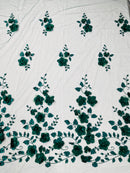 Orquidia 3d floral design embroider with pearls lace 54" Wide| New Creations Fabric & Foam Inc.
