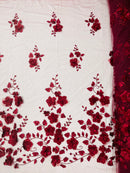 Orquidia 3d floral design embroider with pearls lace 54" Wide| New Creations Fabric & Foam Inc.